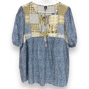 Bohemian Patchwork Print Top 2X